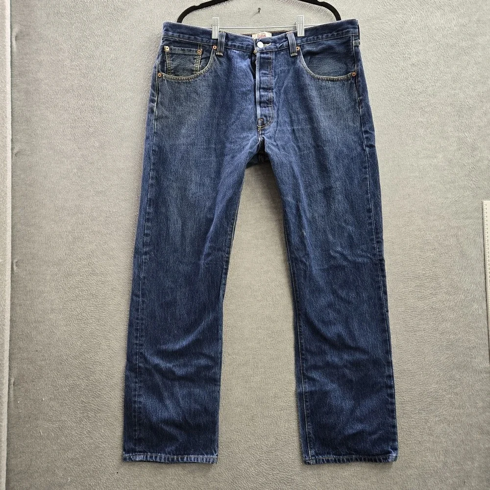 Levi's 501 Men Jeans 38X32 Blue Denim Original Fit Straight Leg Button Fly Y2K‎